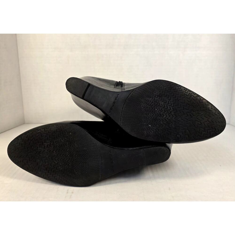 Via Spiga Black Leather Wedge Ankle Boots Size US6M/Euro36 Booties Zip Italian - Picture 5 of 7